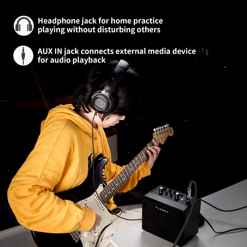 FLAMMA FA05 Electric Guitar Amplifier Combo Guitar Amp 5 Watt Support Bluetooth Headphone 7 Preamp Models Built-in Mod Reverb Delay Chorus Effects 40 Drum Machine for Performance Practice Recording - Image 3